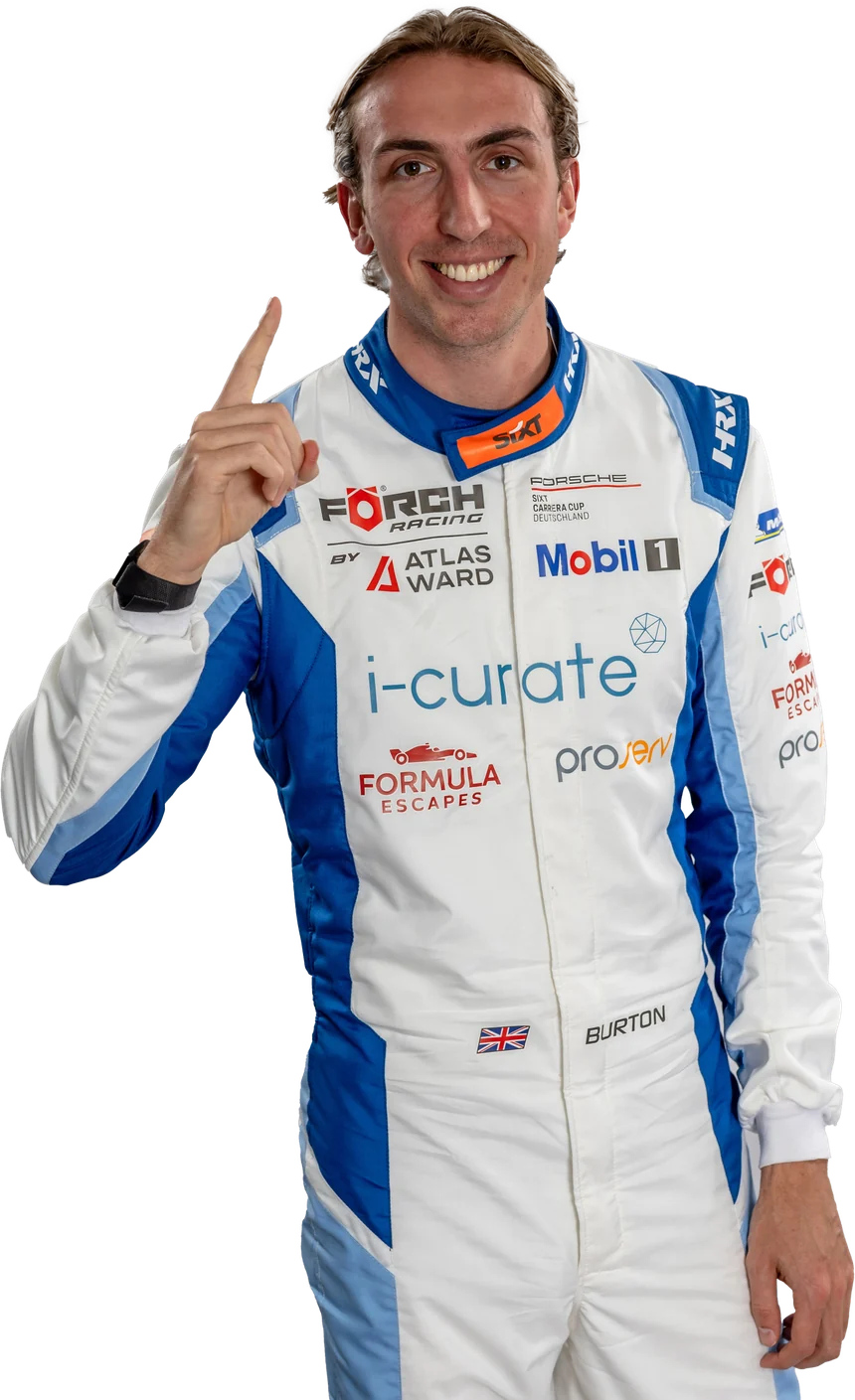 Gus Burton in his race suit